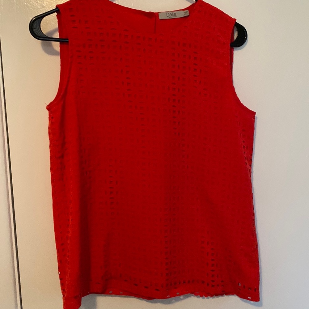 Women’s red tank top with cut out pattern in red size xsmall